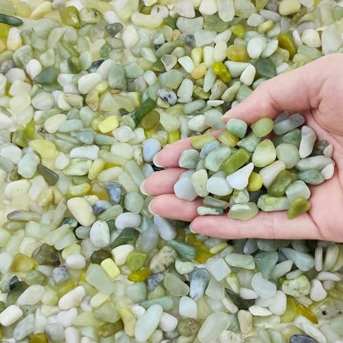 FANTIAN 10 lbs Jade Stone Gravel for Garden, 6-9 mm Small Rocks Pebbles for Plants for Plant Succulents Vase Fillers and Outdoor Decorative Stones