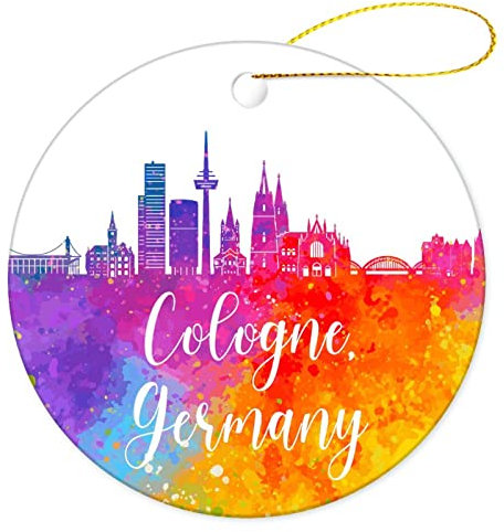 Weihnachtsbaumschmuck 7.3cm, Deutschland-Köln, Rundes Stadtbild Weihnachtsschmuck Mode Christbaumschmuck Anhänger Premium Runde Keramik Ornament Für Hausdeko Weihnachtsbaum Party