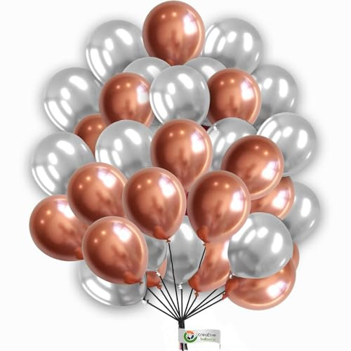 Rose-Gold & Silver 5 Inch Balloons Pack of 30Pcs for Garland Arch, Party Decorations, Birthday, Wedding - Plain Balloons