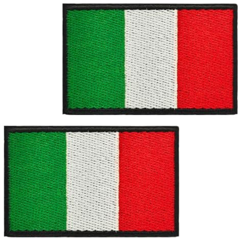 2 Pcs Bandera de Italia Italiano Emblema nacional Parche Bordado de Aplicación con Plancha