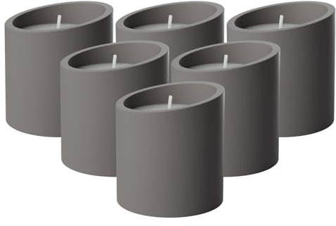 Villeroy & Boch NewMoon Home Duftkerzen Fantasy 6er Set, 8,5 x 8,5 x 9 cm, Beton/Wachs, Dekoration mit schiefem Rand, 50 Stunden Brennzeit, Taupe