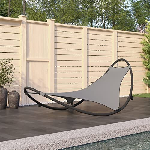ZZJWMJGC Schaukelnde Sonnenliegen, Terrassen-Sonnenliegen, entspannender Garten-, Strand-, Pool- und Hinterhofstuhl, Lounge-Sitzgelegenheit mit Rädern, Stahl und Textilene-Stoff, Grau