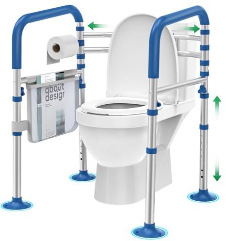 Loyoda WC-Sicherheitsschienen für Senioren, verstellbare WC-Griffe für ältere Menschen und Behinderte (158,8 kg), faltbare WC-Stangen, passend für die meisten Toiletten