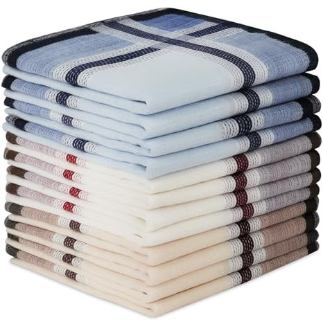 AYBUY Homme Mouchoir Carré, 12 Pièces Mouchoirs Hommes Coton Ensemble de Pochettes Classiques, Cadeau pour Hommes 40x40cm (3 Couleurs)