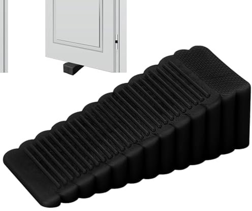 Door Stopper - Wedge Rubber Door Stop, Sturdy Stackable Door Stops for All Floors, Non-Slip Black Stopper