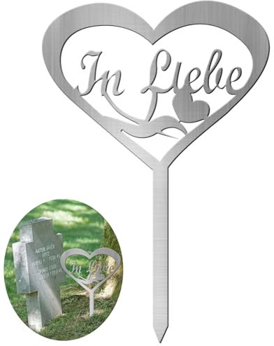 T TAKONE Élégante décoration de tombe en forme de cœur en acier inoxydable avec cœur en métal résistant aux intempéries et durable pour décoration commémorative permanente dans le cimetière