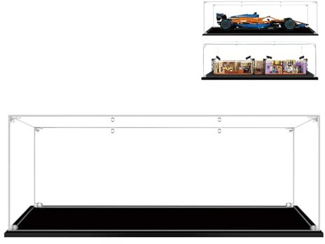 BOOVAX Vitrine für Lego 10292/42141 - Acryl Klar Schaukasten für [McLaren-Formel-1/Friends-Apartments] Modellbausatz - Vitrine - 70x35x15cm | 2mm