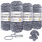 VORHOT 4x100g Chenille Wolle zum Häkeln, Chenille Samtig Babywolle, Weiche Chenille Garn, Kuschelweich Chenillegarn, Samt Velvet Wolle Chenille Zum Stricken und Häkeln, 210m, Grau