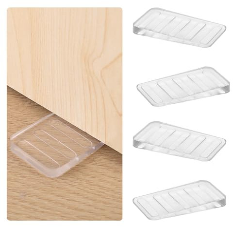 PEOVLVN 4 Pack Plastic Shims for Leveling, Furniture Levelers for Uneven Floors Adjustable Clear Toilet Shims Non-slip Wobble Wedges for Leveling Uneven Tables Dresser Leg Toliet and More Furniture