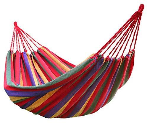 Portable Indoor Outdoor Camping Swing Hammock Chair for Home Bedroom Lazy Chair with Thick Canvas Bed Hammocks Red A