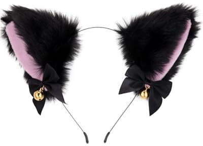MOPZIJA oreille de loup，oreilles de chat,oreille loup garou,oreille de lapin deguisement, Serre-tête fait à la main en fausse fourrure avec oreilles de loup pour Halloween, cosplay,serre Christmas