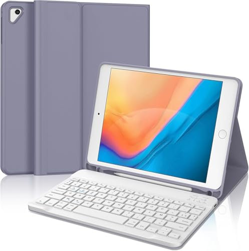 WAVATA Clavier pour iPad 9.7 6ème/5ème Génération 2018/2017, Étui Clavier pour iPad Pro 9.7, Air 2/1 Magnétique Amovible Français AZERTY Layout, Violet