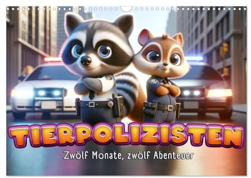 Tierpolizisten - Zwölf Monate, zwölf Abenteuer (Wandkalender 2026 DIN A3 quer), CALVENDO Monatskalender: Süße Tiercops, Monat für Monat. (CALVENDO Spass)