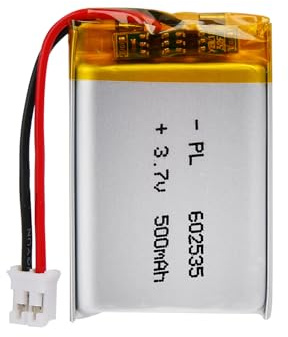 LiPo Akku 3,7V 500mAh 602535 mit JST-Kabel – Wiederaufladbarer Lithium Polymer Akku für Bluetooth-Lautsprecher, DIY-Projekte und Elektronikgeräte