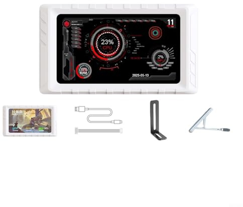 Yuanpgky 12,7 cm (5 Zoll) USB-Sekundär-Monitorbildschirm | USB-C-Sub-Bildschirm für Computergehäuse | für PC-CPU-Datenmonitor | 854 x 480 PC-Sensor-Panel Display Temperaturmonitor (weiß)