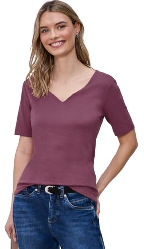 Street One Kurzarm Shirt mit Herzausschnitt Dark Clouded Blush 40