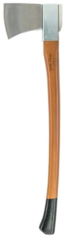Helko Werk Vario Universalaxt Wechselsystem 1300g 75 cm C50 Hickorystiel | Geschmiedete Klinge zum Fällen und Spalten mit Stahlstielschutz und Lederschutz Made in Germany