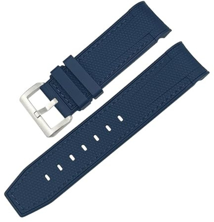 Generisch 23 mm 22 gewebte Gummi-Uhrenarmbänder, kompatibel mit Tudor Heritage Black Bay Bronze, Silikonarmband, wasserdicht, zweifarbig, weiches Uhrenarmband(Blue blue,23mm)