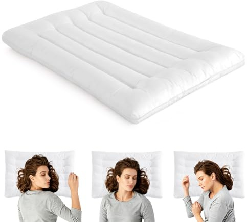 Gohytal Ultraflaches Flaches Kopfkissen, 46x72cm Kissen zum Schlafen, Dünnes Kissen für Rückenschläfer, Bauchschläferkissen, Schlankes Bettkissen zur Linderung von Nackenschmerzen Orthopädischeskissen