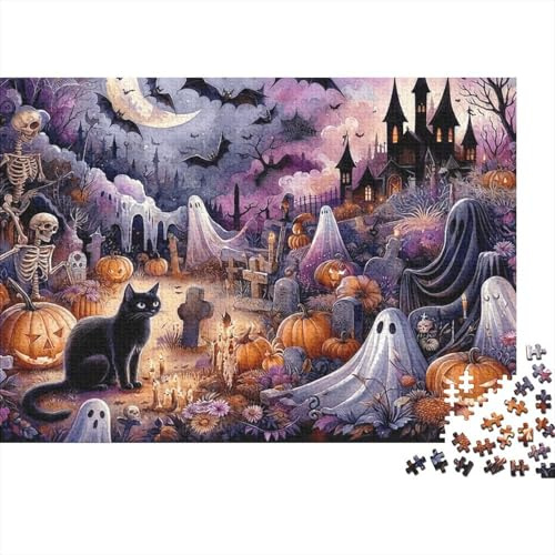 Moonlit Ghost Village Puzzle 38x26cm 1000 Pieces Fuer Erwachsene Jugendliche Familie Spieleabend Wohnzimmer Wanddeko Geburtstag Weihnachten Geschenk Entspannende Aktivitaet