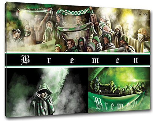 Ultras-Art Bremen Collage Format: 60x40, Bild auf Leinwand XL, fertig gerahmt