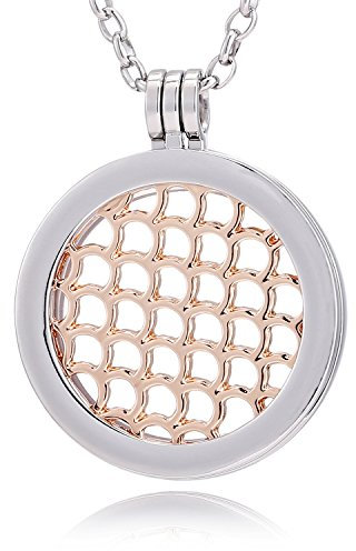 Morella Damen Halskette 70 cm Edelstahl und Anhänger mit Coin Wasserornament Rosegold 33 mm im Schmuckbeutel