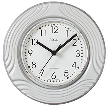 Atlanta Funk Küchenuhr Edel-Keramik Weiß-Grau - 6021
