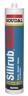 Mastic silicone menuiserie SILIRUB NO5 ton pierre gris 310 ml Soudal 120639