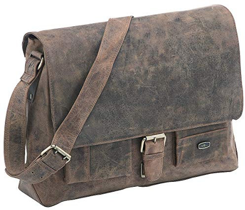 Harold's Kuriertasche 40 x 30 x 10 cm Rind-Leder Messenger Schulter-Tasche 391403 taupe