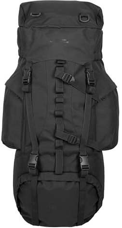 Mountain Warehouse Tor 65 L Rucksack – Tagesrucksack mit Gepolstertem Airmesh-Rücken, Verstellbares Rückensystem, Viele Taschen – Camping, Outdoor zu jeder Jahreszeit Schwarz Einheitsgröße
