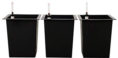 VIVANNO Blumenkübeleinsatz aus Kunststoff mit Bewässerungsset - 29x29x32 cm - schwarz - 3er Set