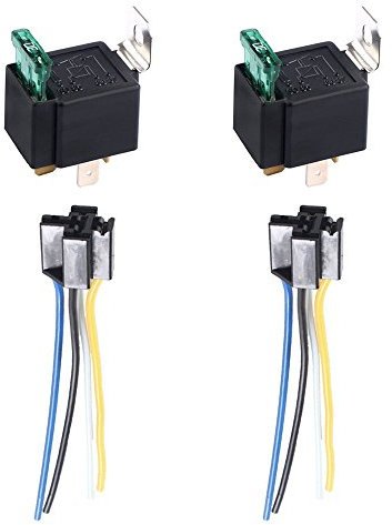 E Support™ 2 x 30A 12V Car Kit 4-Pin Relay for Fuel Pump Fan Relay Socket Wire Fuse Harness Motorcycle