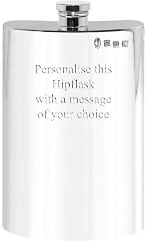 English Pewter Company 8oz Plain Pewter Hip Flask. Personalised with Free Engraving [FL257]