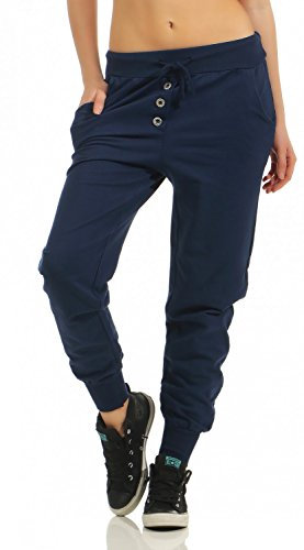 DANAEST Damen Freizeithose Sporthose Sweat Pants lang (623), Grösse:S / 36, Farbe:Dunkelblau
