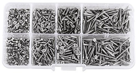 Akozon 800pcs M2 Cross Drive Flachkopf selbstschneidende Schrauben Holzbearbeitung Verschluss mit Box