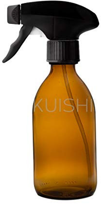 Kuishi - Pulverizador de vidrio marrón ámbar con gatillo Botella reutilizable sin BPA Decoración multiusos para el hogar y la oficina - 250 ml