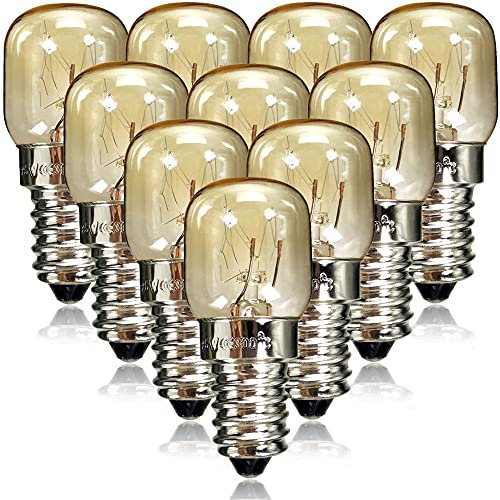 TIANFAN Lot de 10 ampoules 15W pygmées SES E14 avec culot à baïonnette - Ampoules pour four/micro-ondes résistantes jusqu'à 300 °C - Ampoules de nuit