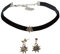 Alpenflüstern Trachtenschmuck-Set Trachten-Samt-Kropfband und Ohrstecker Strass-Edelweiß mini - Damen-Trachten-Schmuck, Trachtenset Trachtenkette und Trachten-Ohrringe schwarz SET040