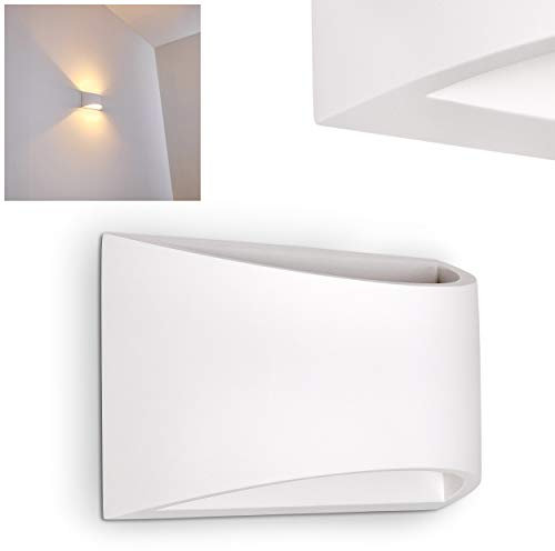 Wandlampe Patea aus Keramik in Weiß, Wandleuchte mit Lichteffekt, 1 x G9-Fassung, Innenwandleuchte mit handelsüblichen Farben bemalbar, Up & Down-Effekt, ohne Leuchtmittel