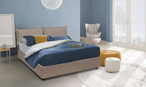 Talamo Italia - Doppelbett Jasmine, Bettkasten mit Kunstlederbezug, 100 % Made in Italy, Öffnung vorne, inklusive Matratze 160 x 200 cm, Taupe