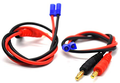Padarsey 2 Stück EC2 Stecker auf 4 mm Bananenstecker Adapter Ladekabel Kabel Kabel Kabel Testleitungen 16 AWG 29,5 cm für RC Lipo Akku (2 Stück)
