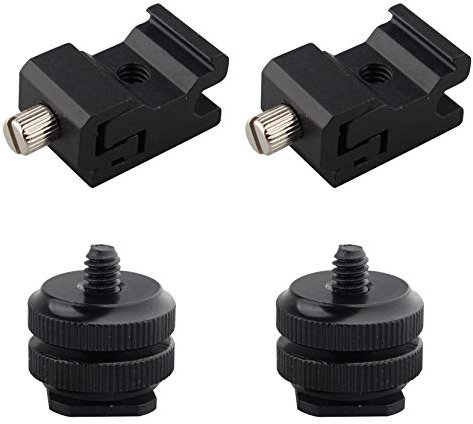 Jopto 4 adattatori per flash a slitta calda, accessori per fotocamera con attacco a slitta a slitta standard per flash a vite 1/4-20, 2 pezzi e vite per treppiede 2 pezzi per fotocamera DSLR Rig