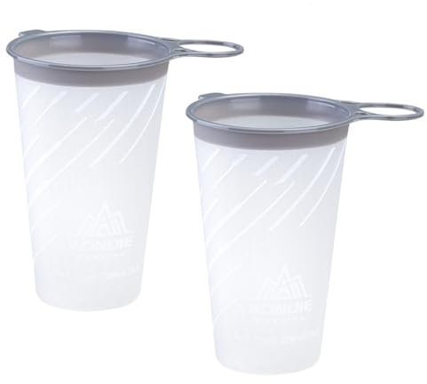 AONIJIE 2 Stück 250ml/350ml/450ml/500ml/600ml Faltbarer BPA frei TPU Trinkflaschen Sportflasche (200ml-Weiß)