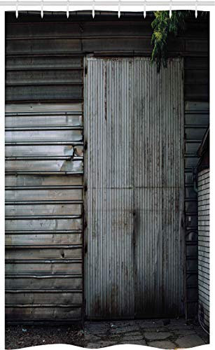 ABAKUHAUS Industriel Rideau de Douche Stalle, Zinc Vieille Porte, Ensemble de Salle de Bain en Tissu en Crochets, 120 x 180 cm, Gris Vert et Brown