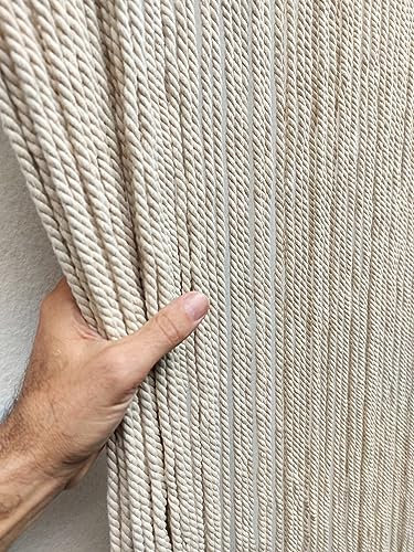 MadeInNature Rideau de Porte Coton Polyester Corde tressée qualité supérieure, Intérieur et Extérieur, Largeur 90 cm x Longueur 200 cm, Plusieurs modèles aux Choix de (Ecru 94 brins)