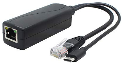 ANVISION 5 V PoE-Splitter, USB Typ C, 48 V auf 5 V 2,4 A, IEEE 802.3af konform, 10/100 Mbps