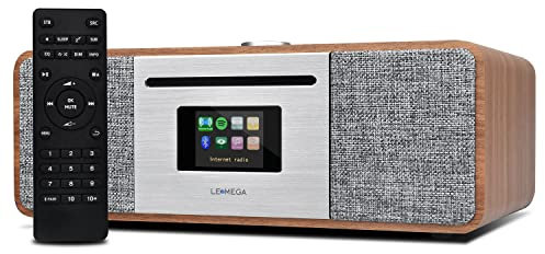 LEMEGA MSY5 DAB Radio with CD Player,WiFi Internet Radio with Bluetooth Hi-Fi Compact Stereo System,Spotify Connect,FM Radio,USB charger,USB player,Clock Alarms,Remote & App Control - Walnut