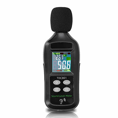 Misuratore di decibel, misuratore di rumore 35dB-135dB Lettore fonometro digitale, misurazione del rumore misuratore di livello sonoro digitale LCD