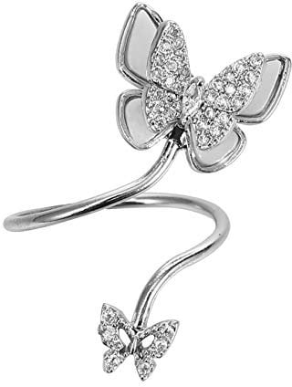 minkissy Nail Butterfly Ornaments Nail Art Charm Finger Nail Cap Cover Ring Finger Nail Rings Women's Band Rings Creative Finger Nail Ring Shell Copper Inlaid Zircon Miss Golden Nails