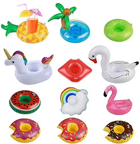 FLTRADE 12 soportes inflables para bebidas, para piscina, agua, cócteles, cerveza, vasos, vasos